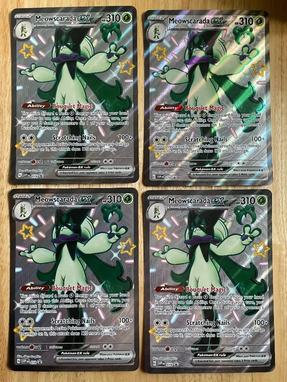 Pokémon Meowscarada ex Jumbo Cards SVP 078 Holo – Set of 4